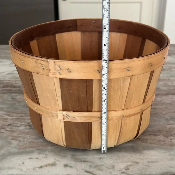 Set of 5 Fall Harvest Rustic Wooden Bushel Baskets- Fall Planter / Apple Picking - Picture 8 of 13